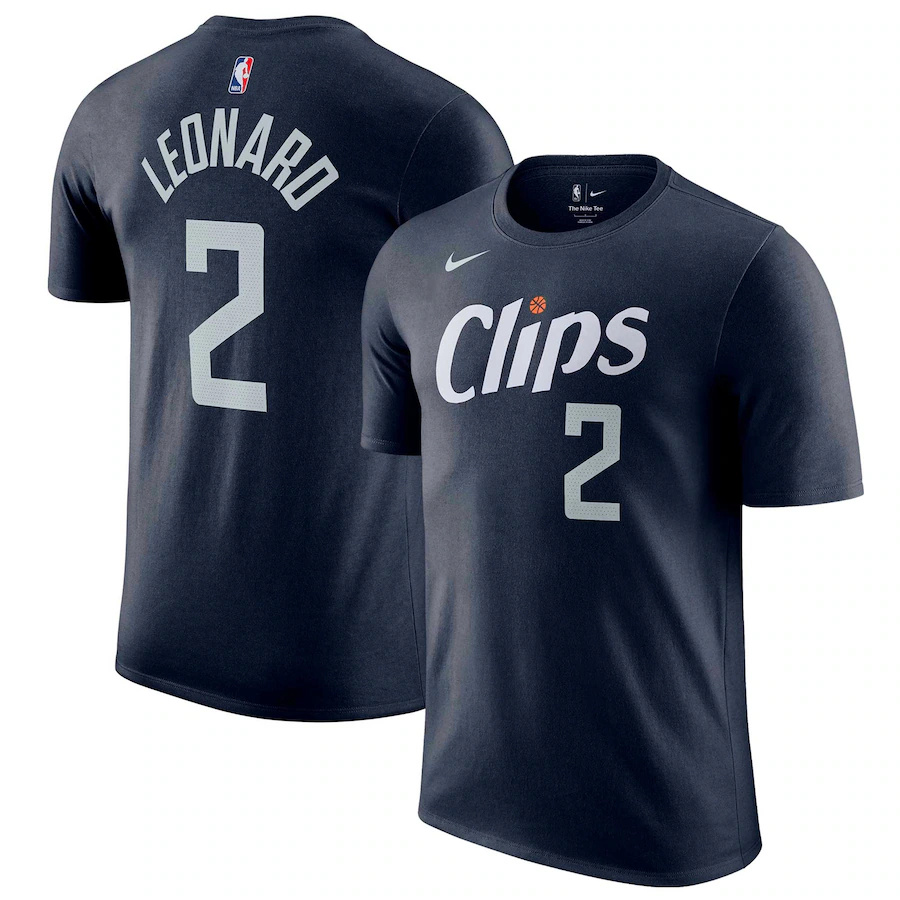 Men's Los Angeles Clippers #2 Kawhi Leonard Navy 2023/24 City Edition Name & Number T-Shirt